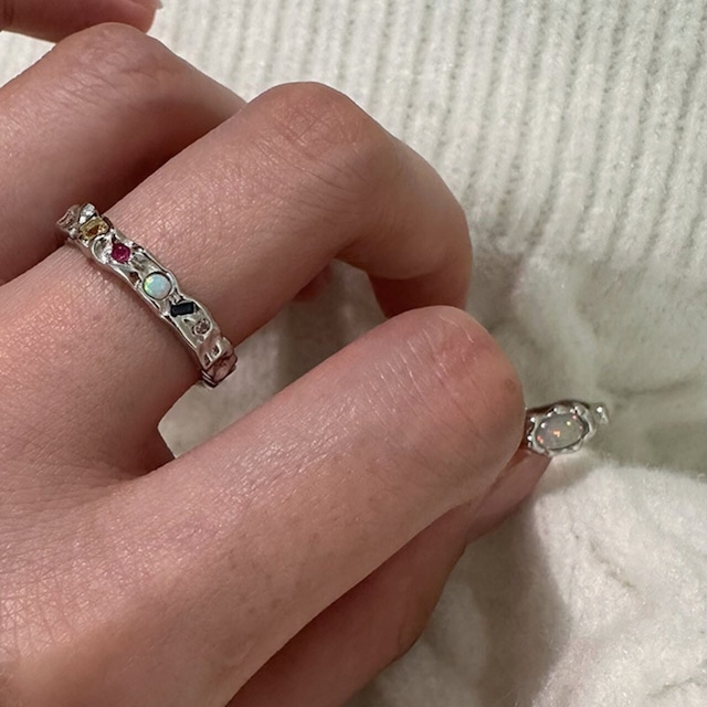 Mdwnaccオパールの石の色リング 2s