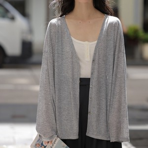 v-neck sheer knit cardigan　J00508