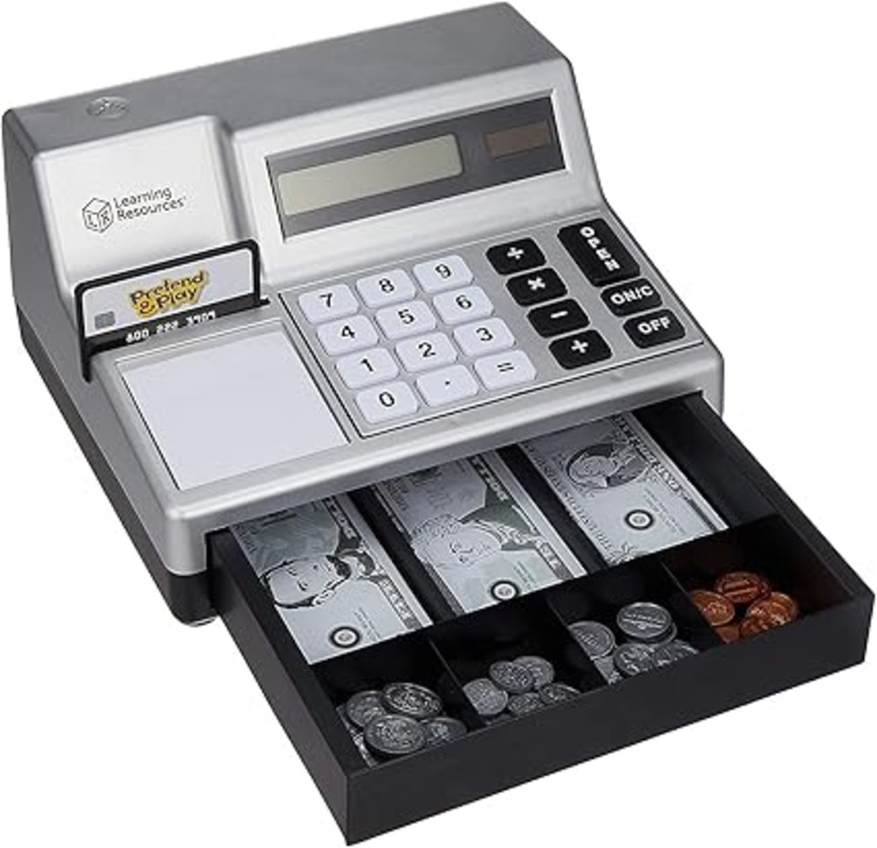 ラーニング リソーシズ(Learning Resources) おもちゃ キャッシュレジスター シルバー 計算機能付き卓上レジ USドル付  LER8723-J 正規品1 | グッドスマイリー BASE店