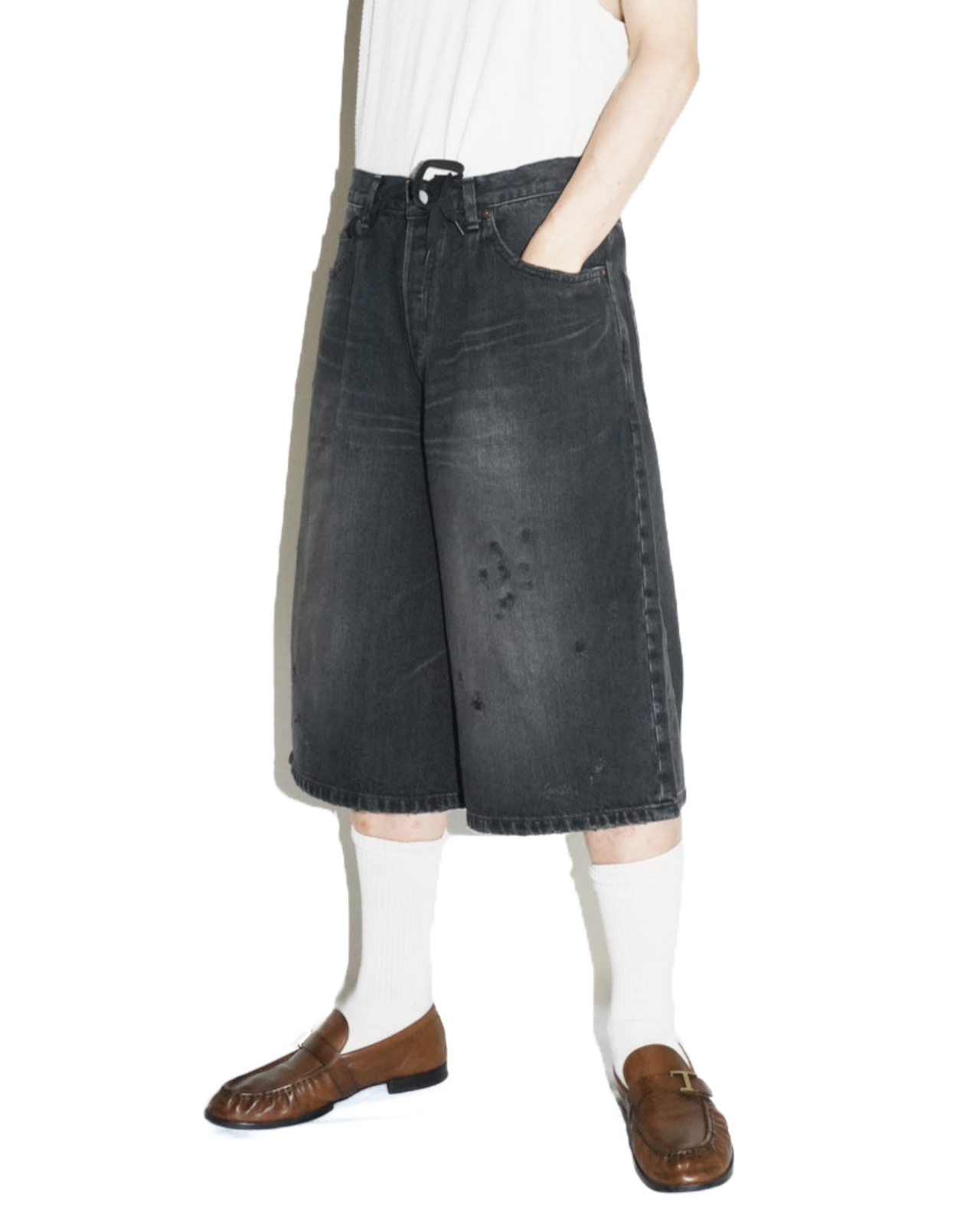 ssstein "BAGGY DENIM SHORT PANTS 〔BLACK〕"