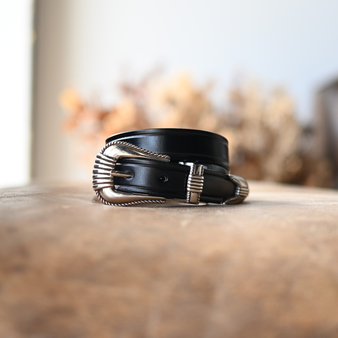 TORY LEATHER   / 1 inch "3 -Piece Silver Buckle Belt(BLACK×NICKEL)