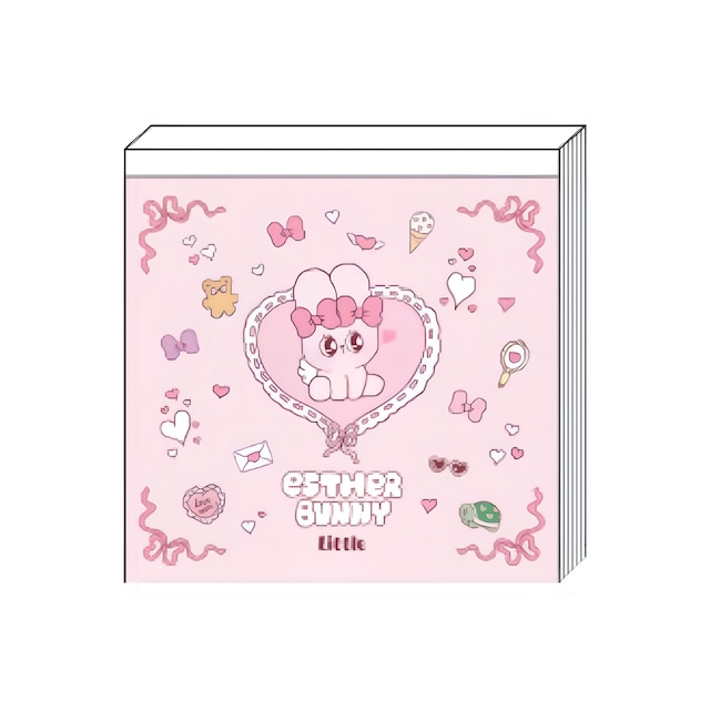 サンスター文具　スクエアメモ　エスターバニーリトル　ピンク