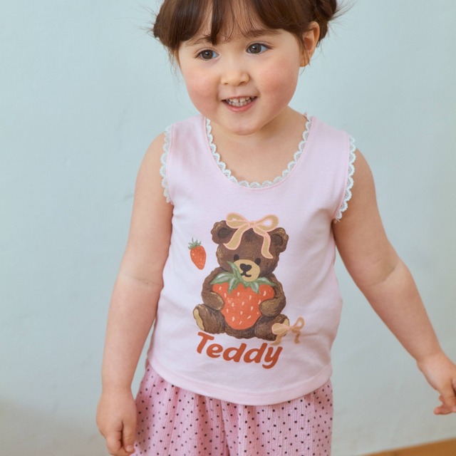 [予約][送料無料]≪1st blue≫Bear Lace Sleeveless T-shirt 1