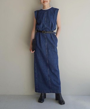 ノースリーブデニムベストワンピース◆バックレースアップ【w-30492】