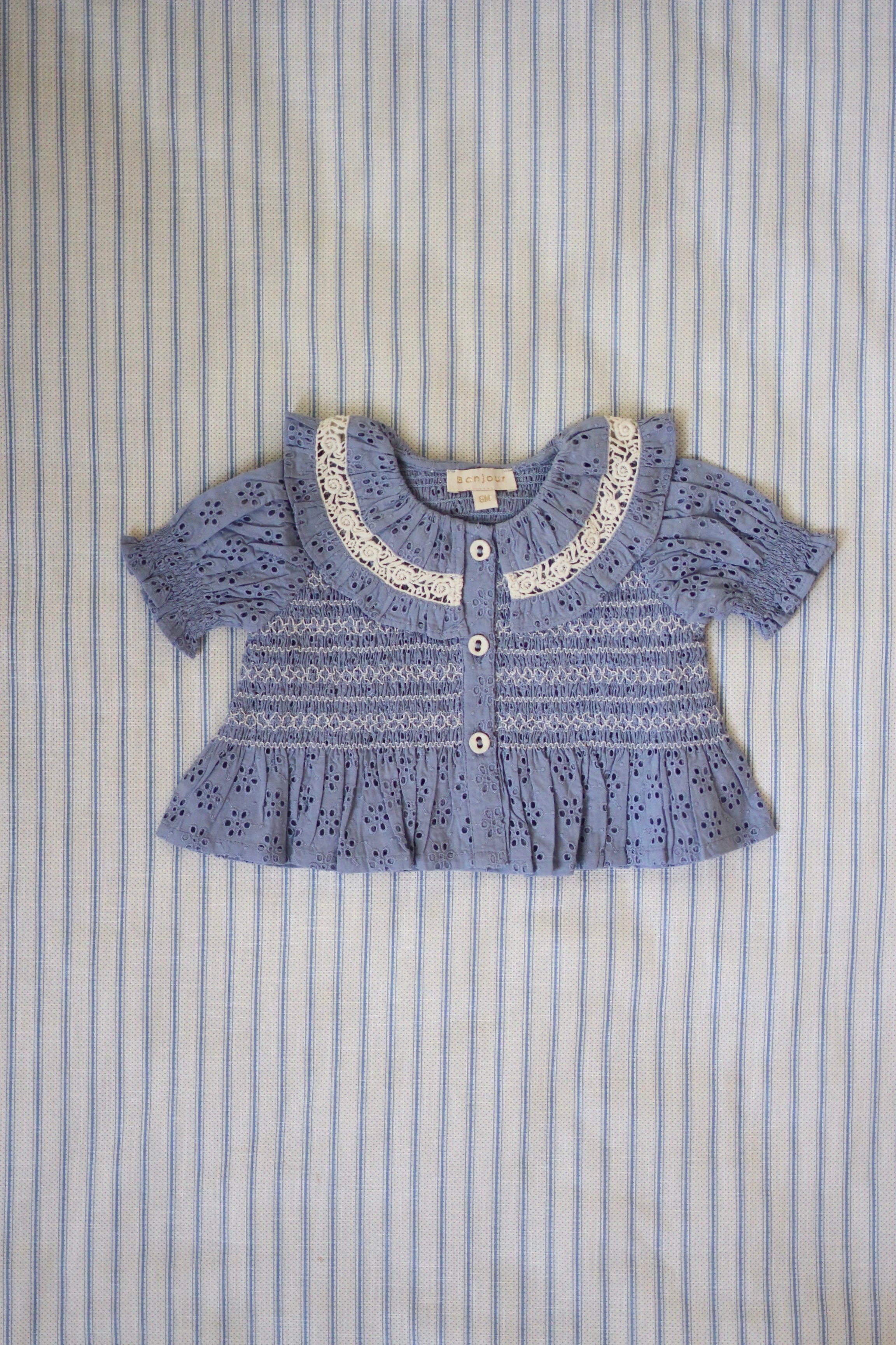 Bonjour Diary / Blouse - Blue English Embroidery (4y, 6y) | aalto koti 