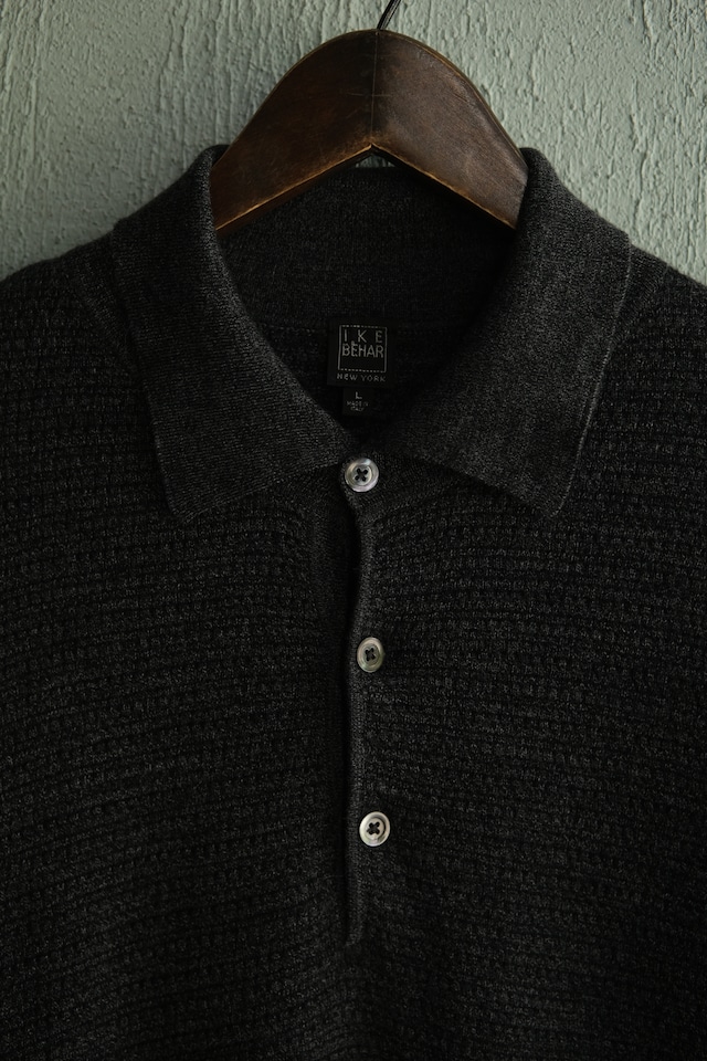 Utah/80-90's "IKE BEHAR" knit polo shirt/made in italy