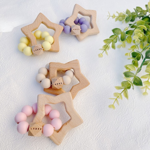 LABRO ラブロ | 歯がため 星 スター 木製 木のおもちゃ ウッドビーズ シリコンビーズ ファーストトイ