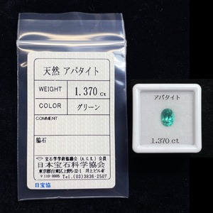 加工OK ソ付 アパタイト 1.370ct ルース オーバル ネオングリーン