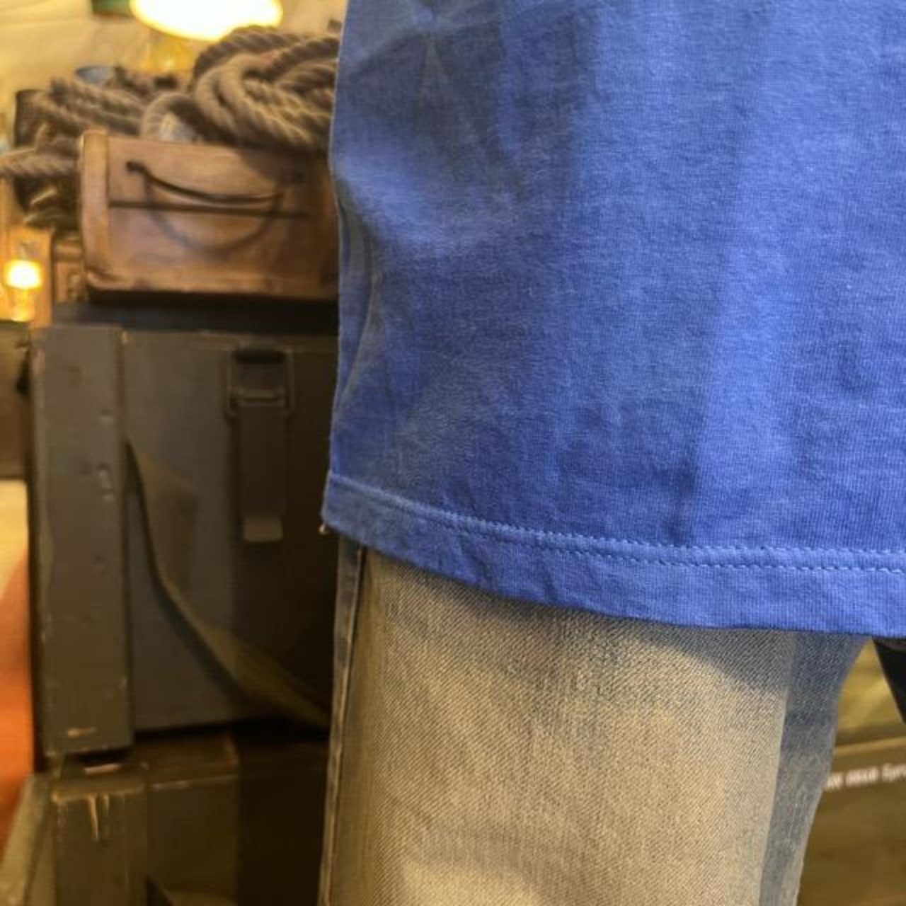 フランス AF ブルー Tシャツ デッドストック　メンズ　ファッション　カットソー　半袖　軍物　フランス軍