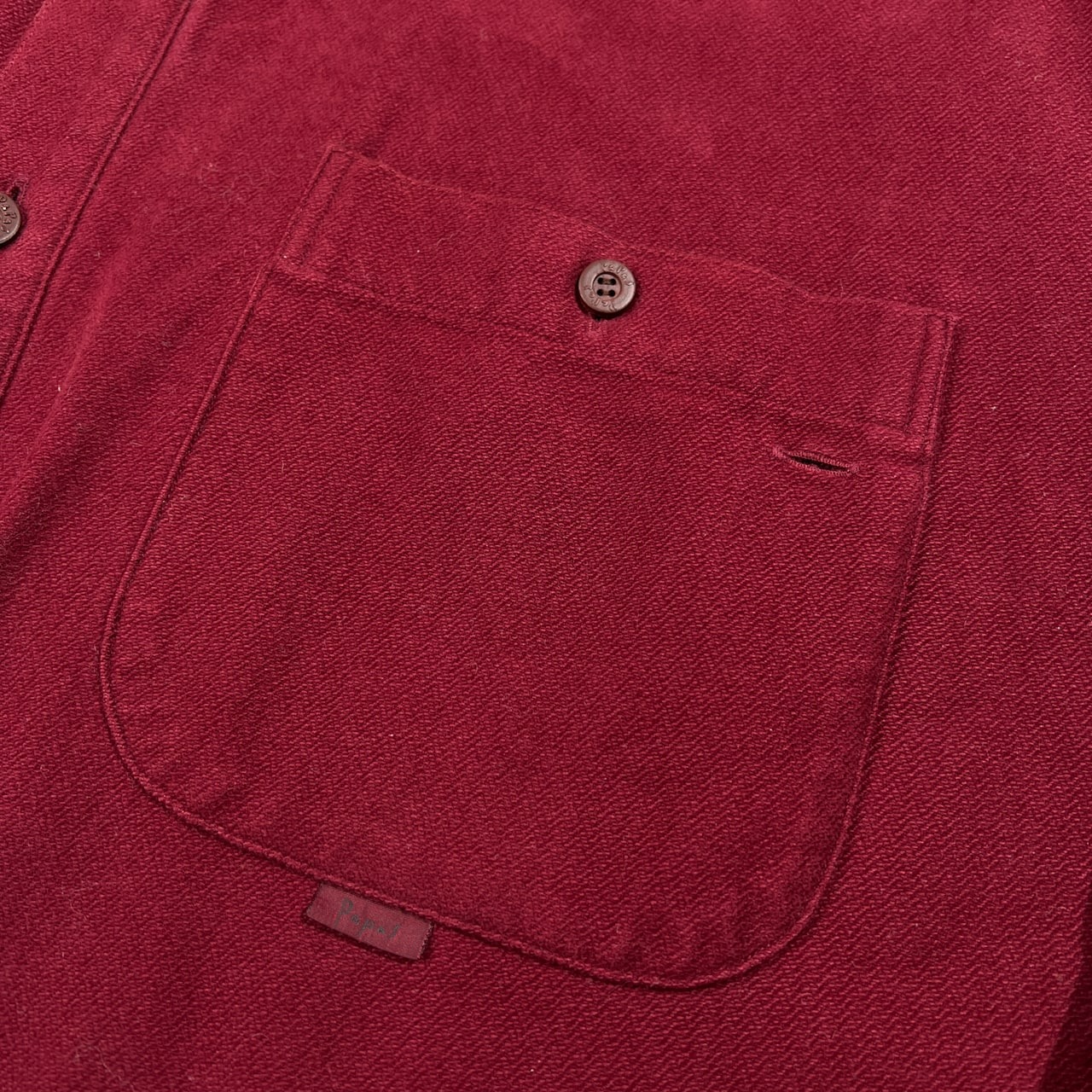 Papas パパス 裏チェック フランネル 長袖シャツ ジャケット サイズ L /ボルドーレッド系