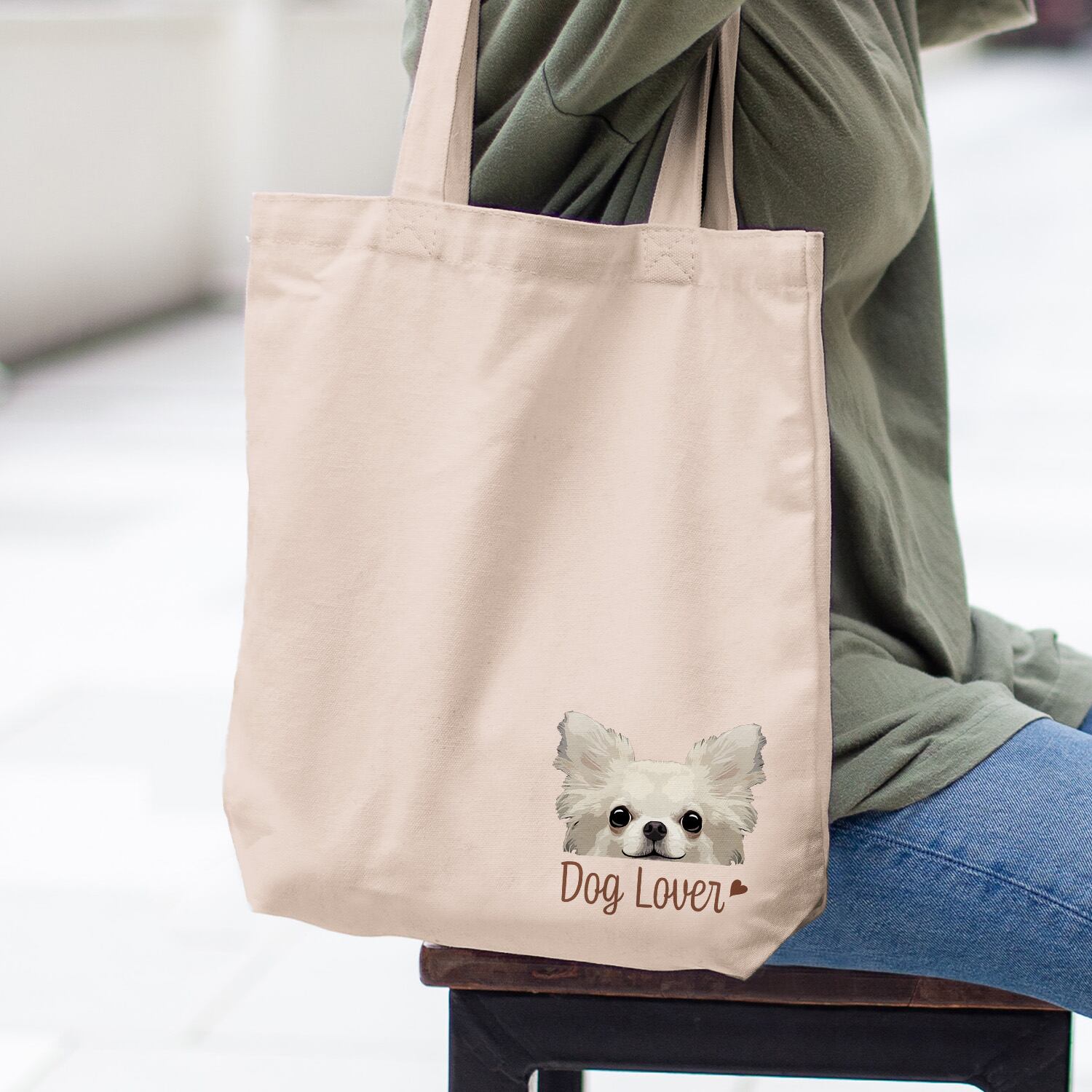チワワ ロングコート 毛色6色 】キャンバス トートバッグ 犬 ペット