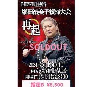 T-HEARTS自主興行 堀田祐美子復帰大会〜再起〜 ３月16日(土)新宿FACE 指定A