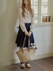 Brume Rayée Draped Blouse F0786