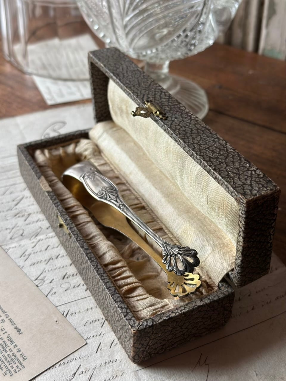 シュガートング 箱付き シルバープレート シェル型 | Brocante de La