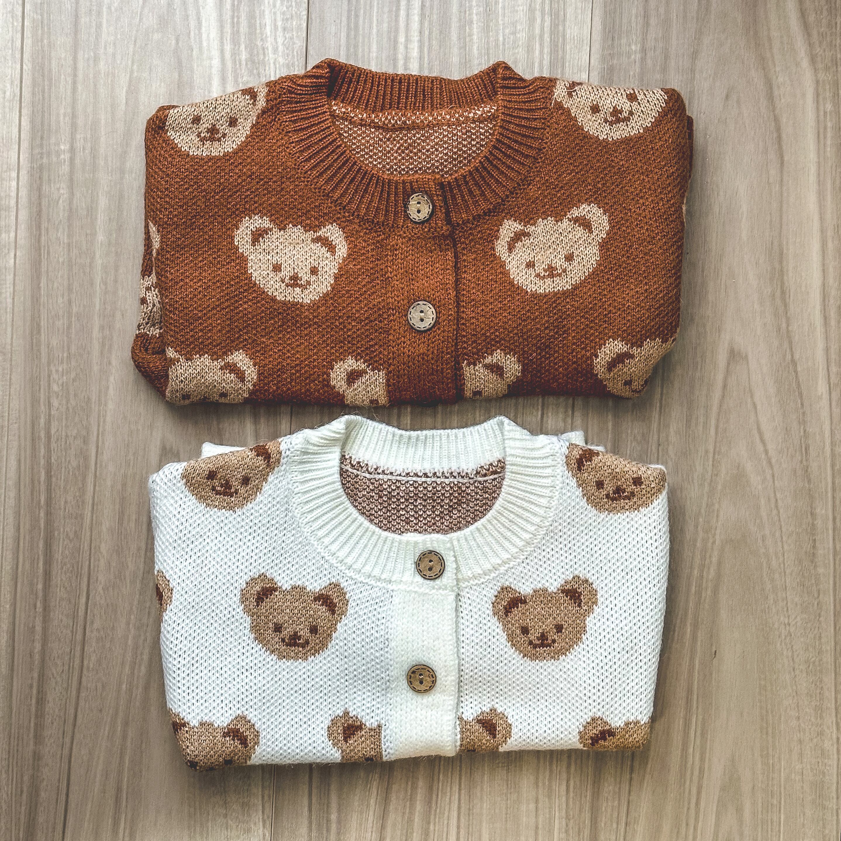 即納]クマ柄ニットカーディガン[T20230047] | バブメイト（Babumate