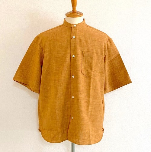 Tech Canvas Wide Band Collar S/S Shirts　Camel