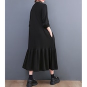 フリルヘム ブラック ロングワンピース 60016