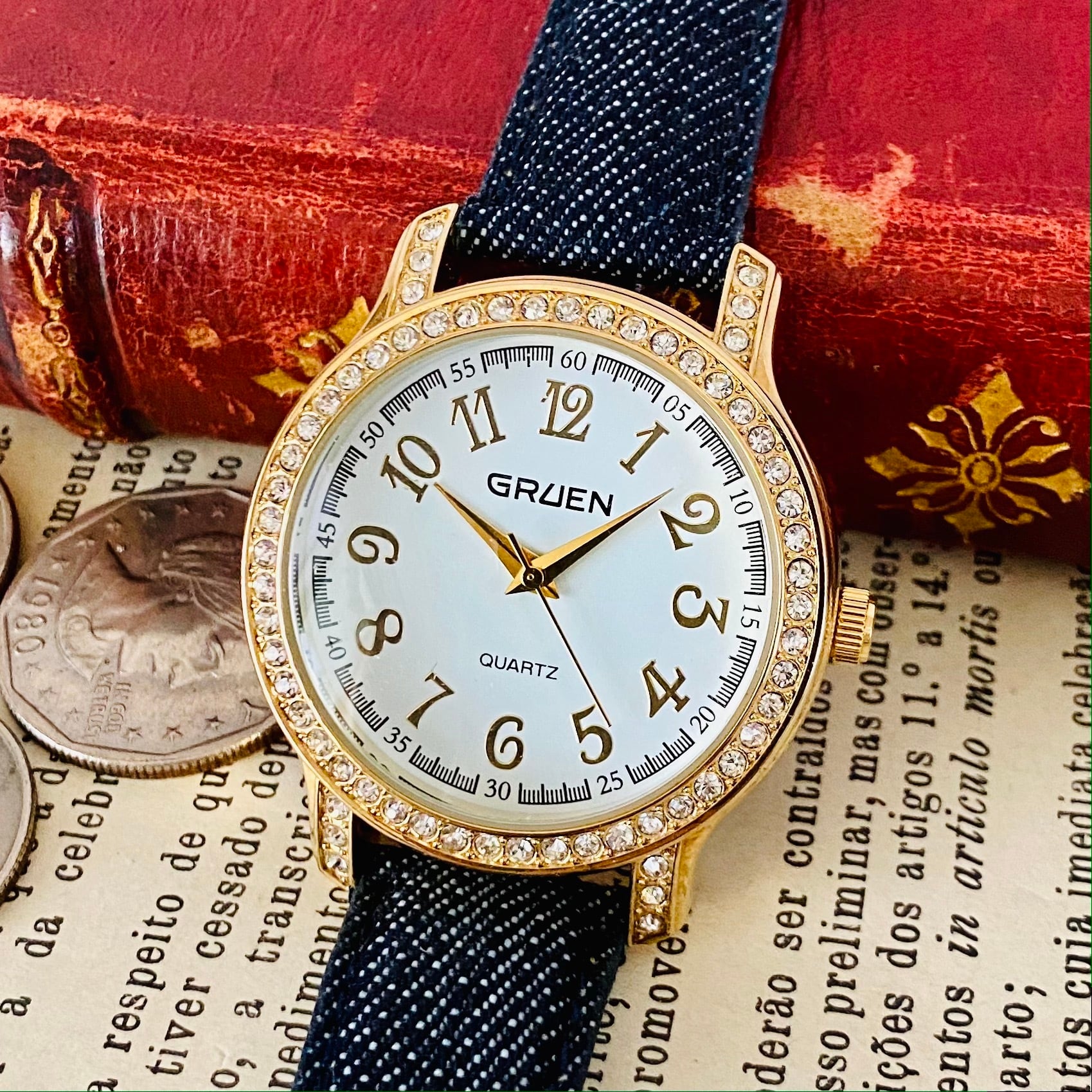 高級時計】グリュエン クォーツ 腕時計 レディース GRUEN クリスタル