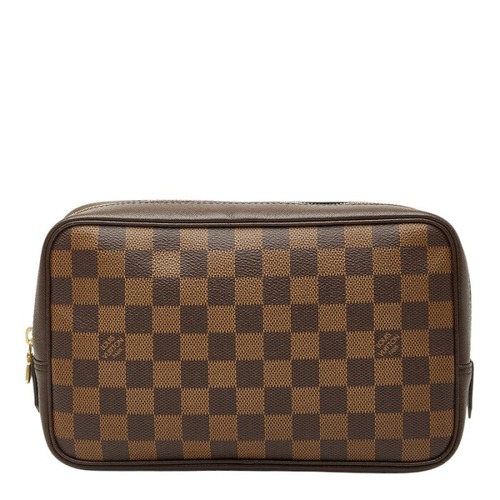 ルイ ヴィトン ダミエ トゥルース トワレット25 化粧ポーチ コスメポーチ N47623 ブラウン PVC レディース LOUIS VUITTON 【中古】