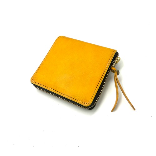 YONZY RZショート財布 スクラッチレザー　イエロー