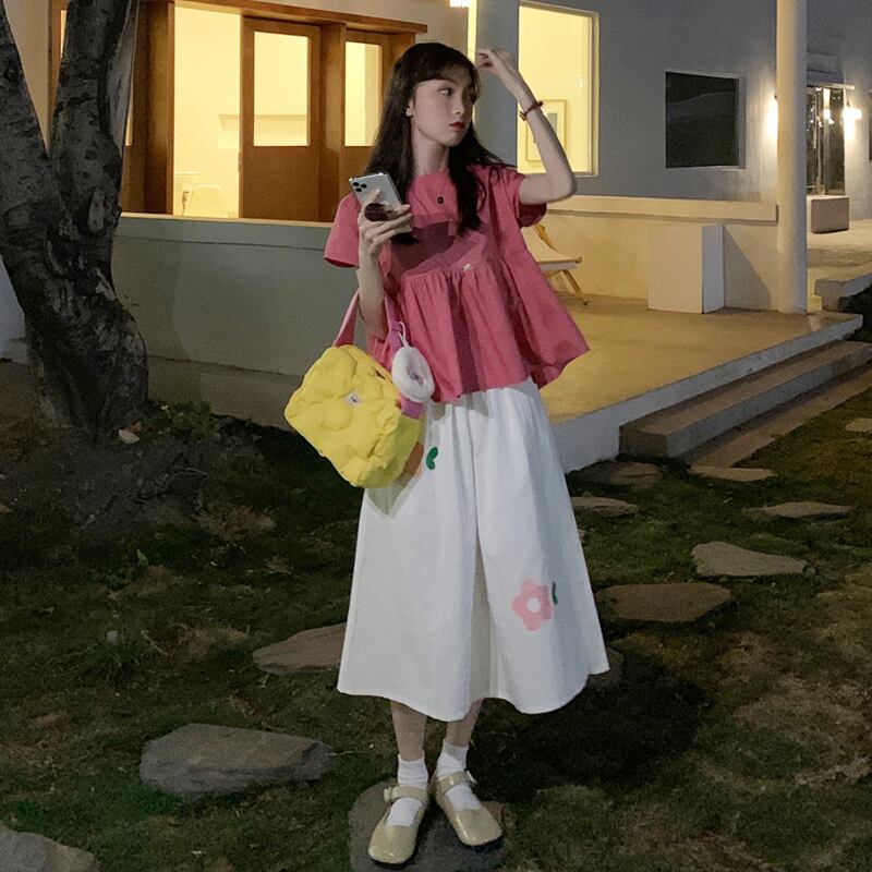 カラーシャツ サマートップス 大人ガーリー スウィート キュート カジュアル 夏物 試着室24919756907