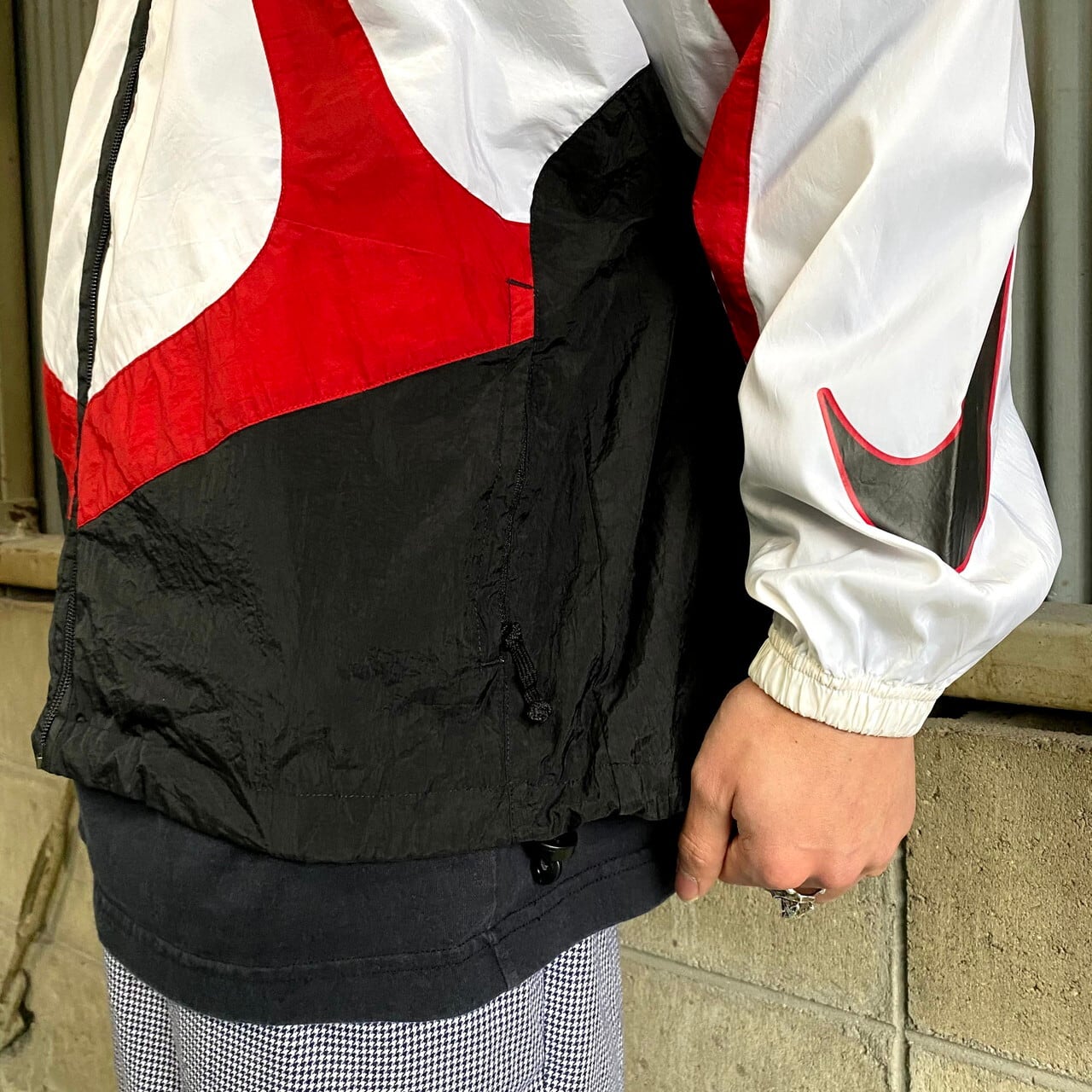 90年代 NIKE ナイキ ビッグスウォッシュロゴ 袖プリント ナイロン 
