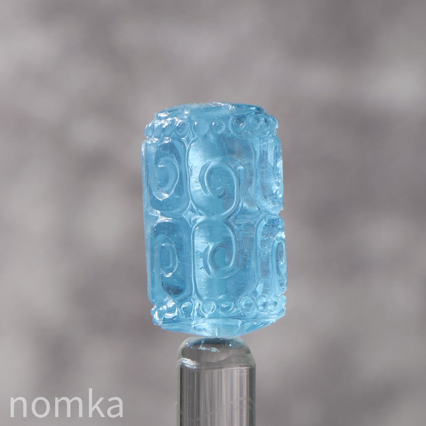 【清らかなる智慧の泉】ブラジル産 アクアマリン マニ車/回文殊 ビーズ/現品一点売り noP-015