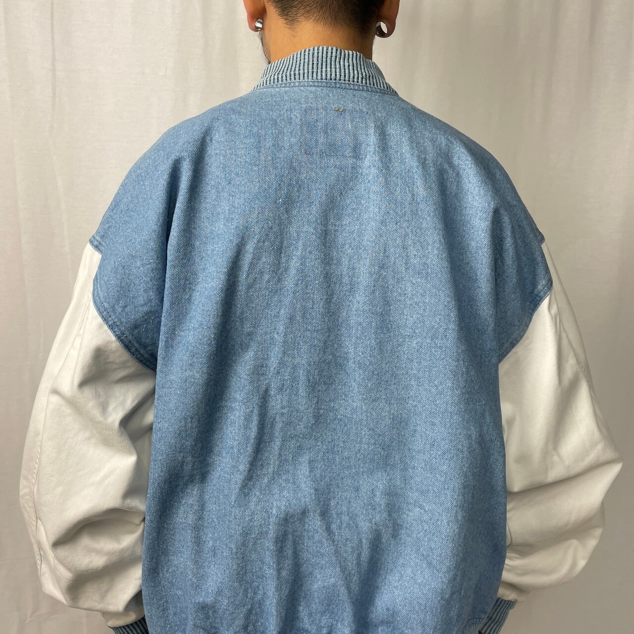 90年代 カナダ製 BOEING 企業ロゴ 刺繍 デニムスタジャン メンズ2XL 