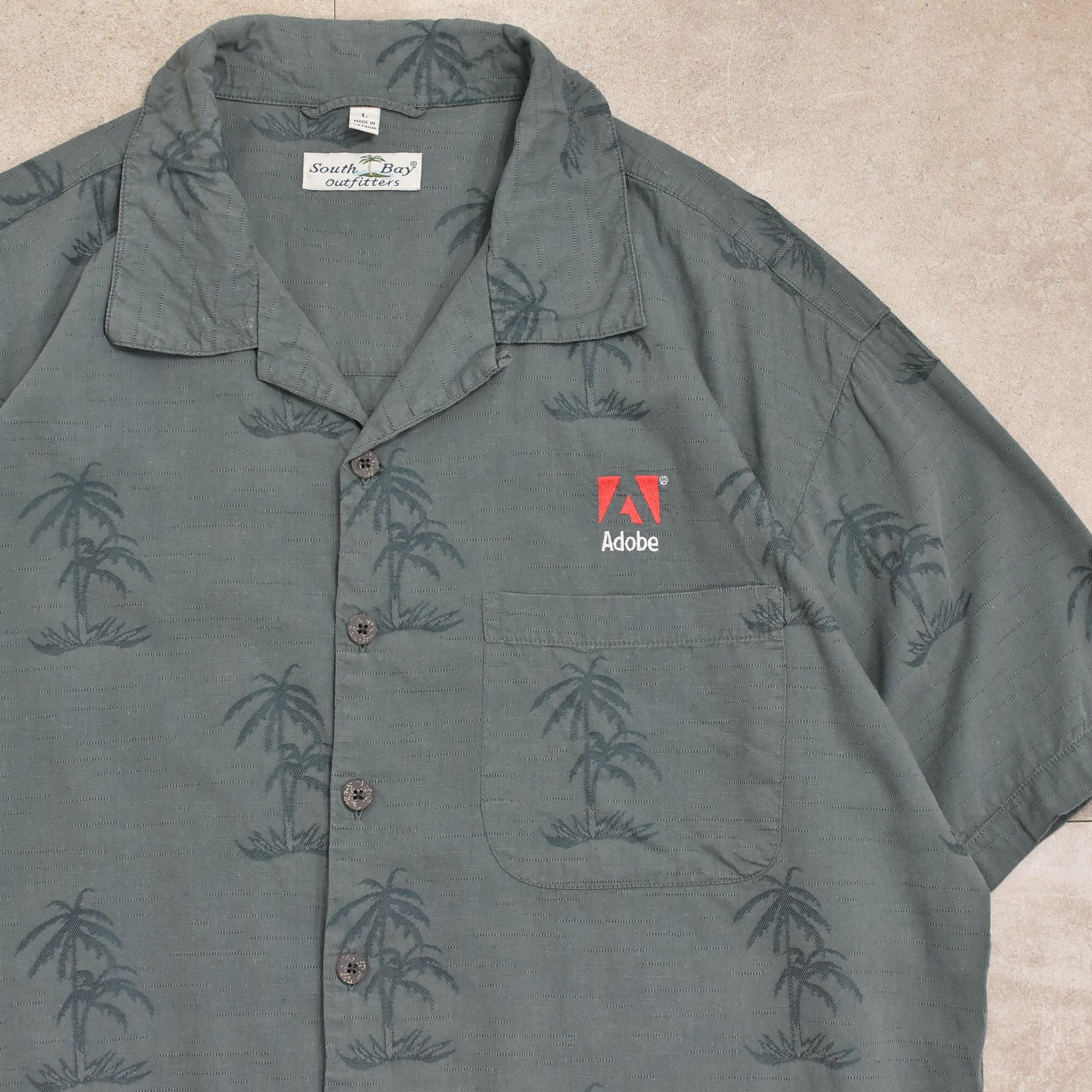 90~00s South Bay Adobe logo embroidery aloha shirt