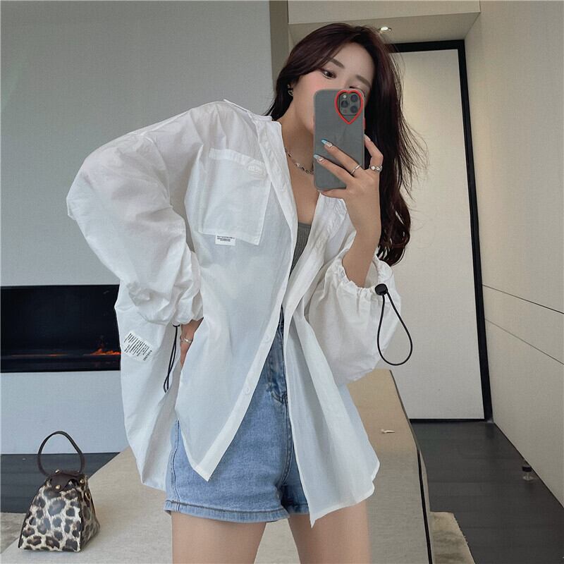 ブラウス スタイルルーズ薄手シャツ ジャケット サマーブルートップス ロング 夏物 YY-ファッション97373031018