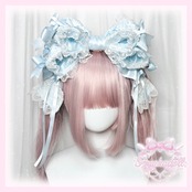 ♡【全3色】変幻自在 姫系 フリルレース 3段リボンbigヘアクリップ light green ♡