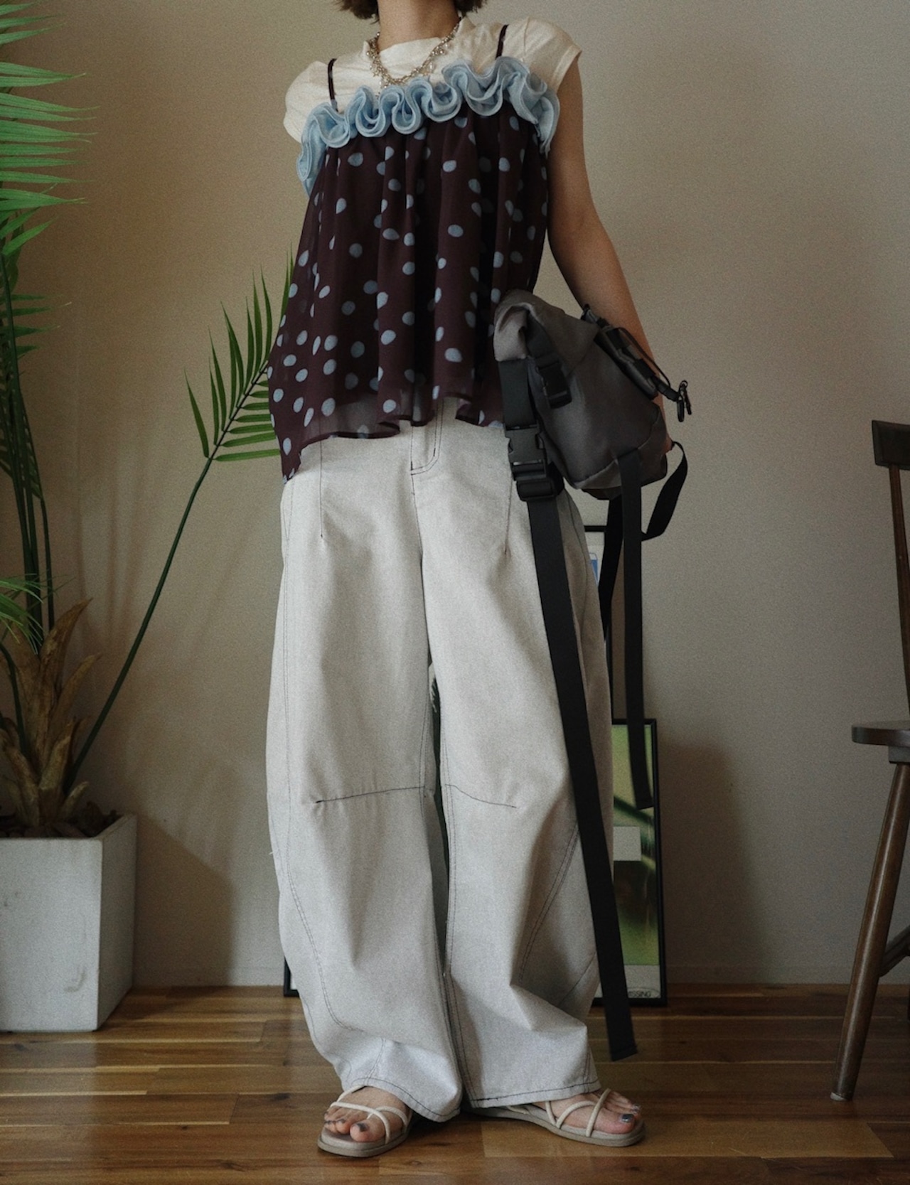 4color ツイルカラーステッチバレルパンツ