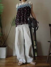 4color ツイルカラーステッチバレルパンツ