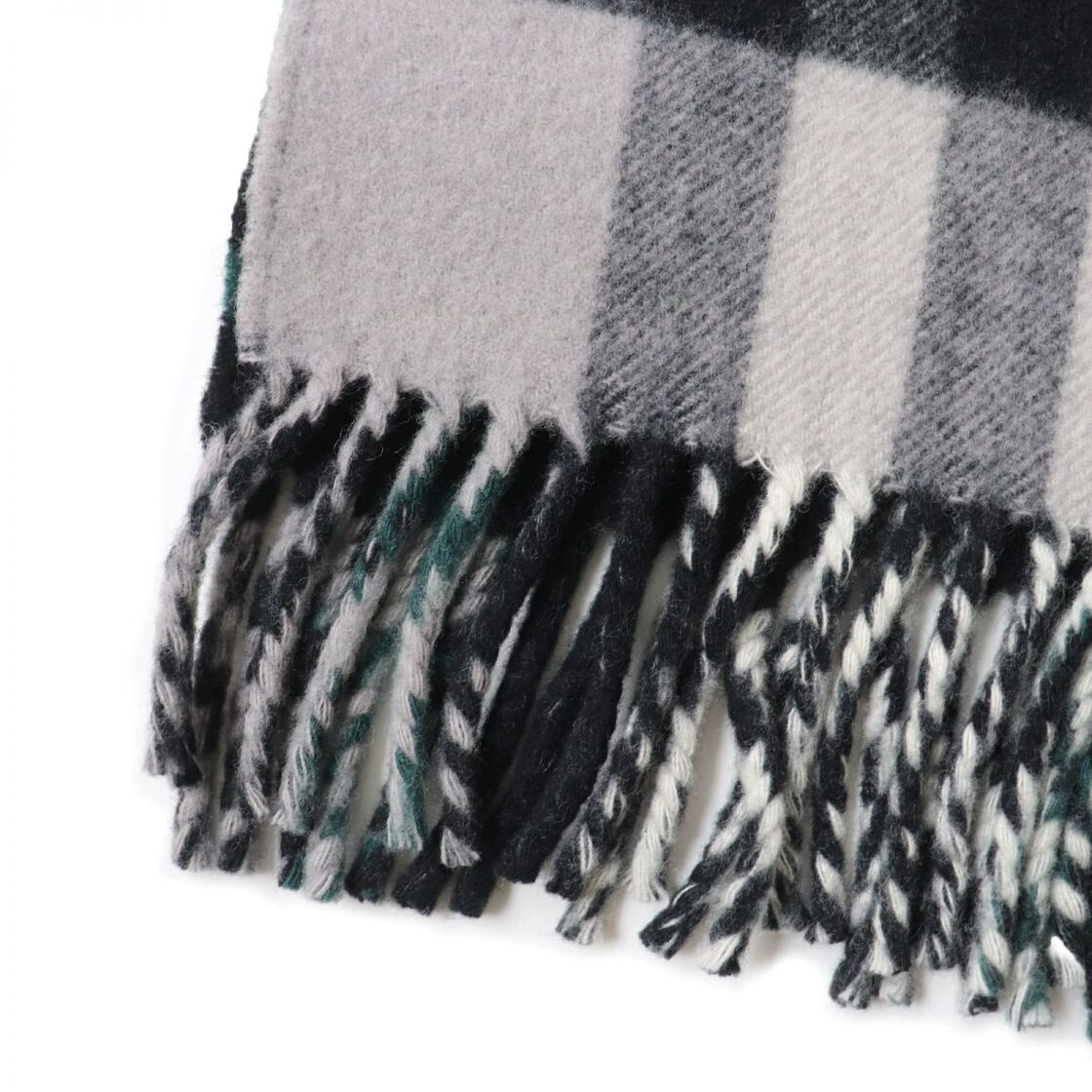 極美品☆BURBERRY バーバリー フリンジ付 カシミヤ混 厚手 大判  