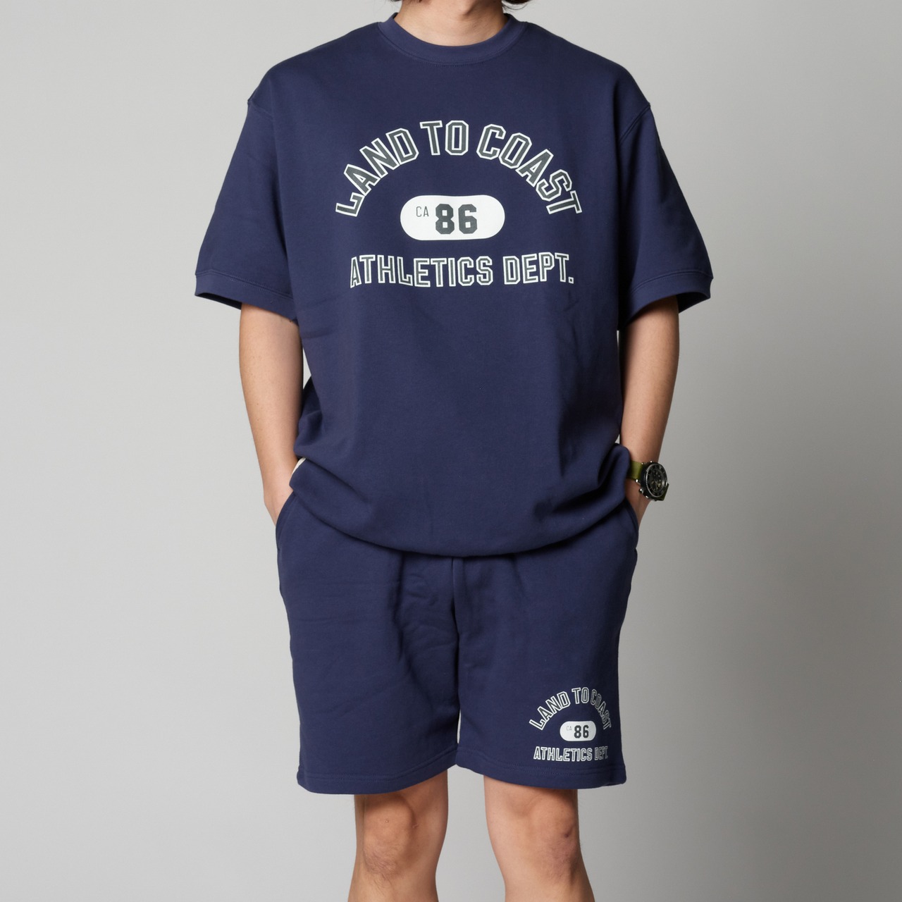 【DARGO】"L2C ATHLETICS DEPT" 8onz Half Sleeve Sweat Shirt（NAVY）