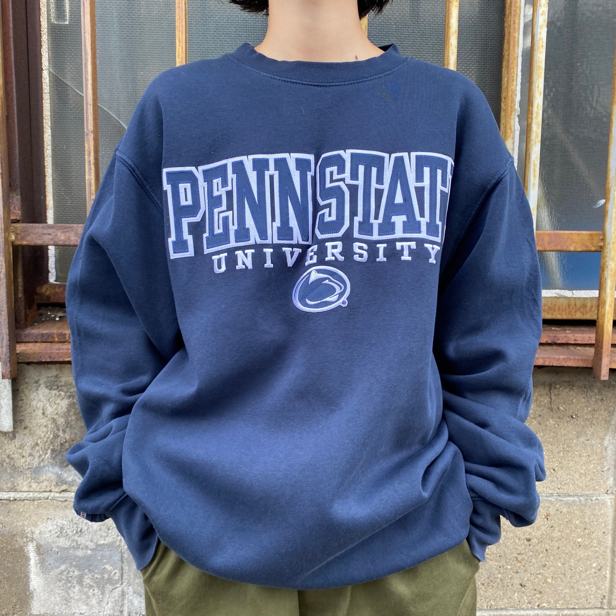 JANSPORT ジャンスポーツ カレッジロゴ刺繍 スウェットシャツ トレーナー メンズM 古着 PENN STATE UNIVERSITY ネイビー  紺色【スウェット】【cs2212-15a】 | cave 古着屋【公式】古着通販サイト