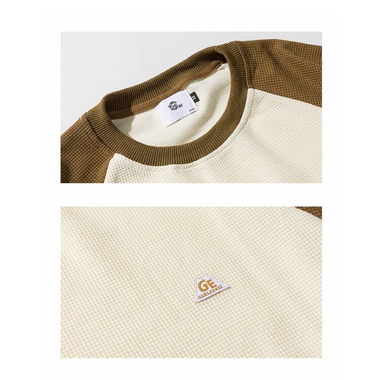 ★CONTRAST COLOR STITCH PULLOVER TOP　　　A0699