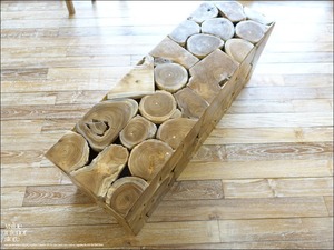 「　M様　サイズオーダー家具　」　チーク無垢材 ブロックベンチN/A 椅子 長椅子 スツール ナチュラル 手作りチェア 銘木家具 イス 無垢材家具 木目 三大銘木