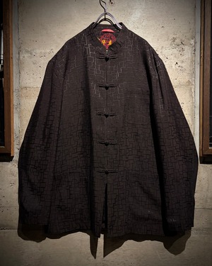 【Caka】Geometric Pattern Vintage Loose China Shirt Jacket