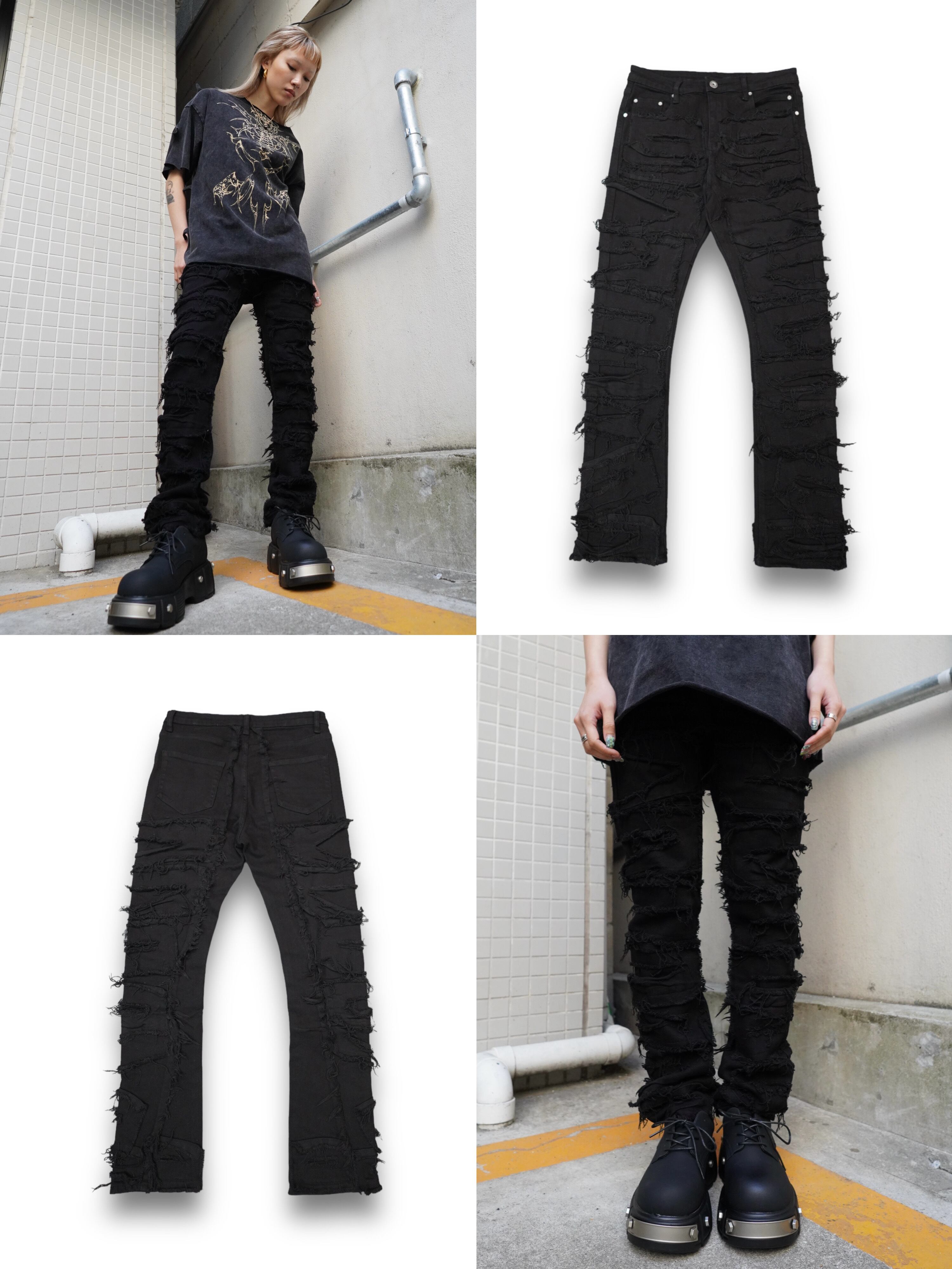 【PLANET STUDIO】damage slim denim pants