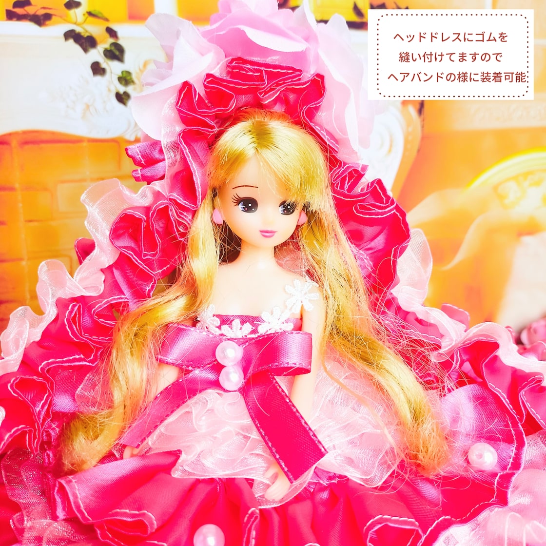 ゆ*ん様 リカちゃんハンドメイド服 ピンク♡桜のドレス HINAKO様専用 オーダーメイドドレス リカちゃん ピンク ドレス