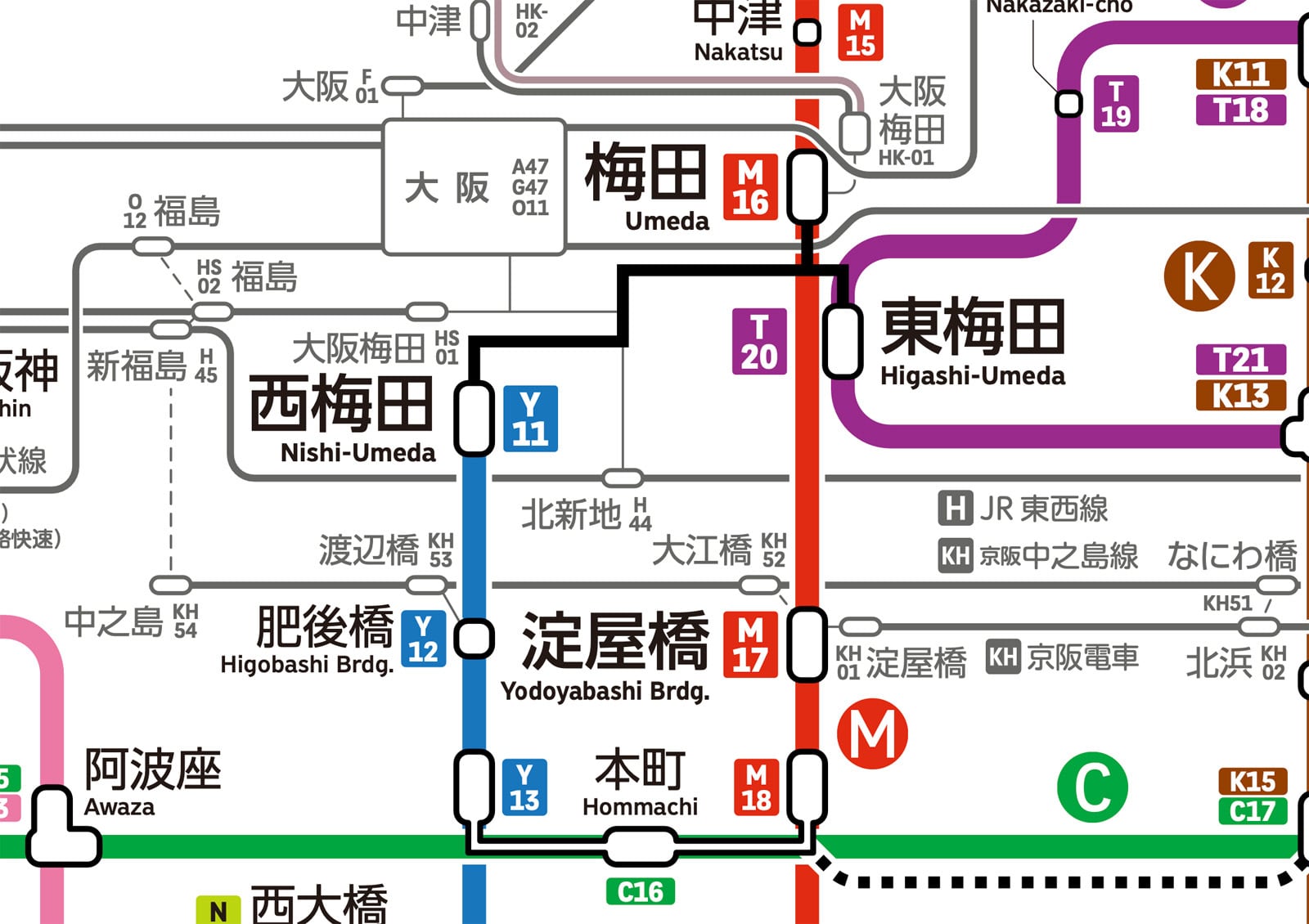 ヨンナナ路線図-UG271004-大阪府の地下鉄 (Underground of Osaka