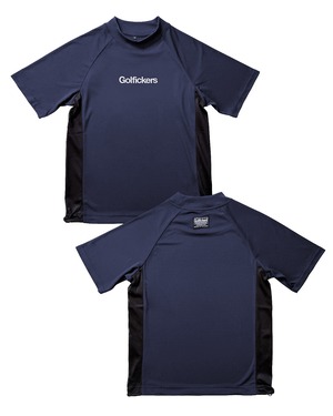 [HOLE 550] Side Mesh Mock Neck -Navy-