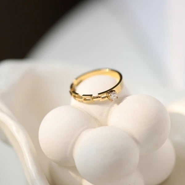 金アレ対応 316L シンプルストーンチェーンリング(0686)