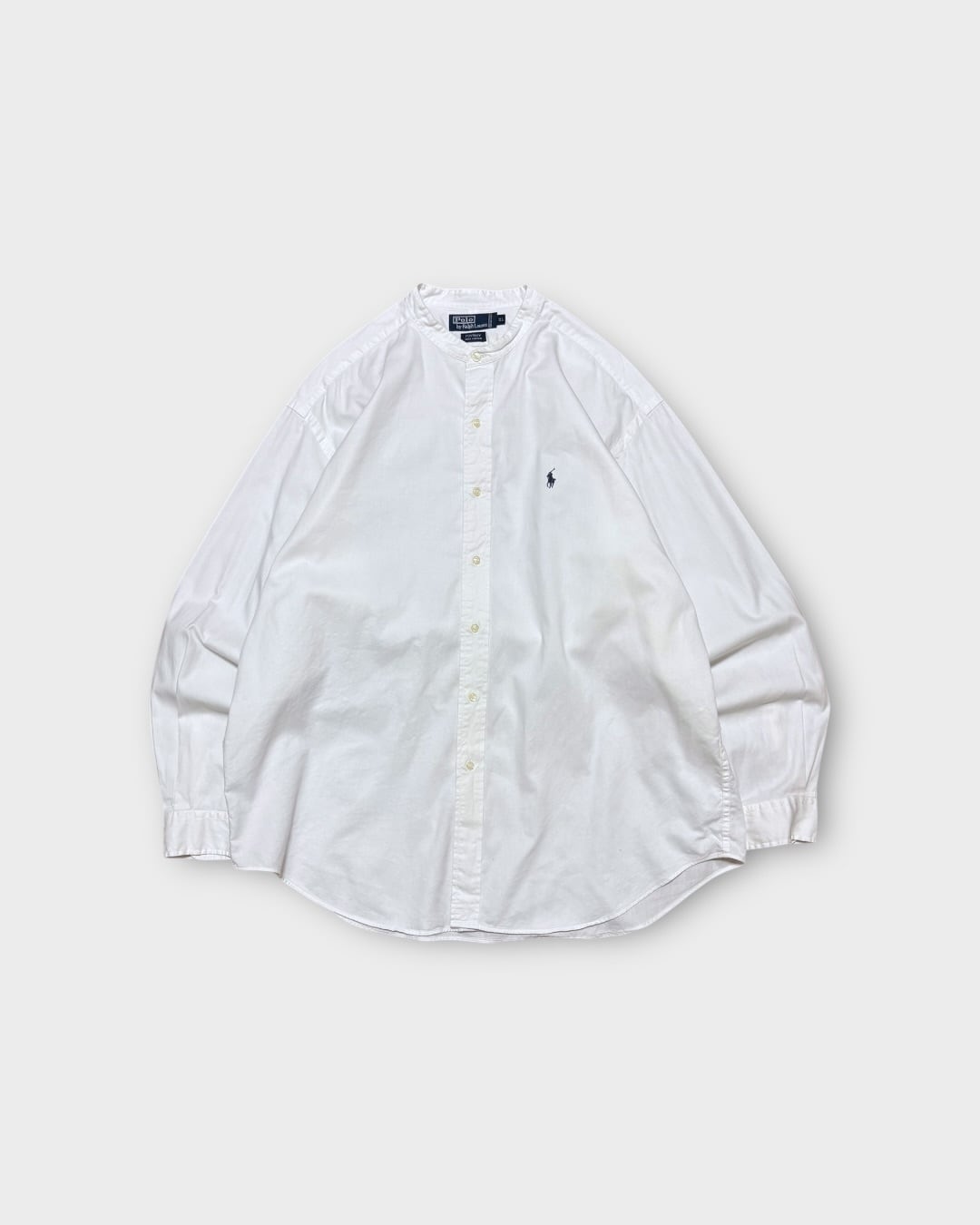 【VINTAGE】1990’s “Polo by Ralph Lauren” POSTBOY Band Collar Cotton Twill Shirt