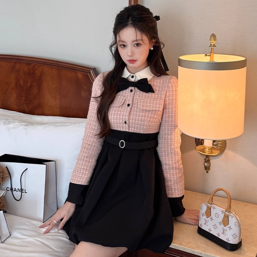 桜色のロマンティックブーケ ― ツイードワンピース♡A10