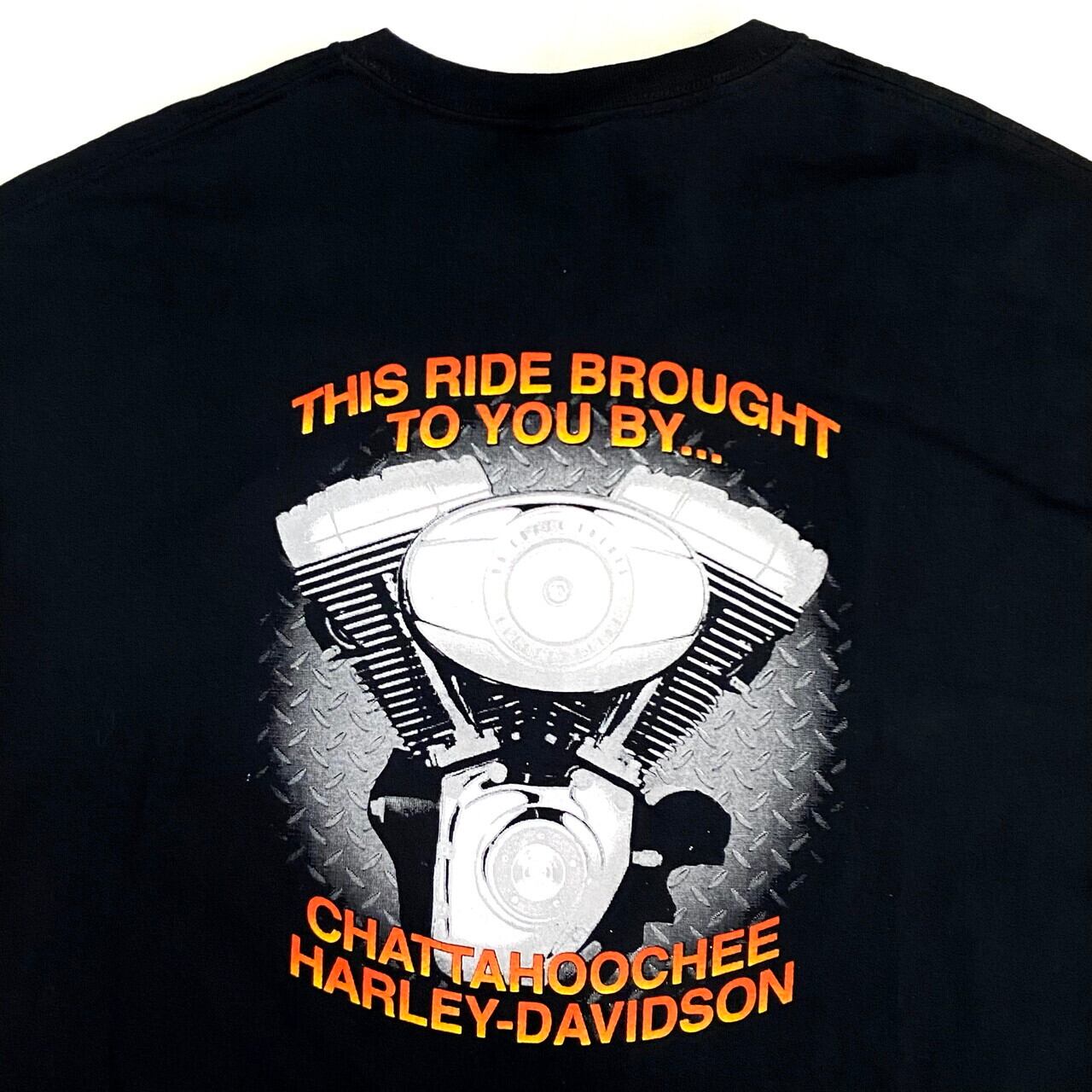 《USA製》ハーレーダビッドソン☆Tシャツ 2X デカロゴ ブラック 黒色