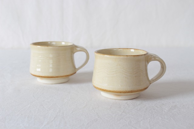 【河合さゆみ】浅型マグカップ　小　（波）　A・B