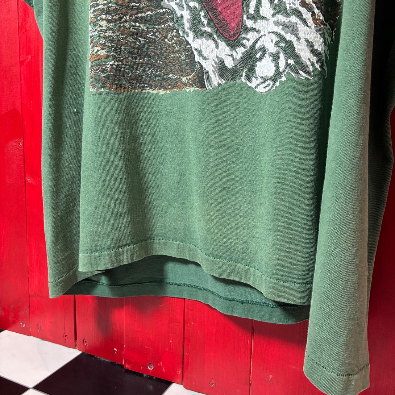 90s USA製　BIG DOGS ヴィンテージTシャツ　フェードグリーン　シングルステッチ