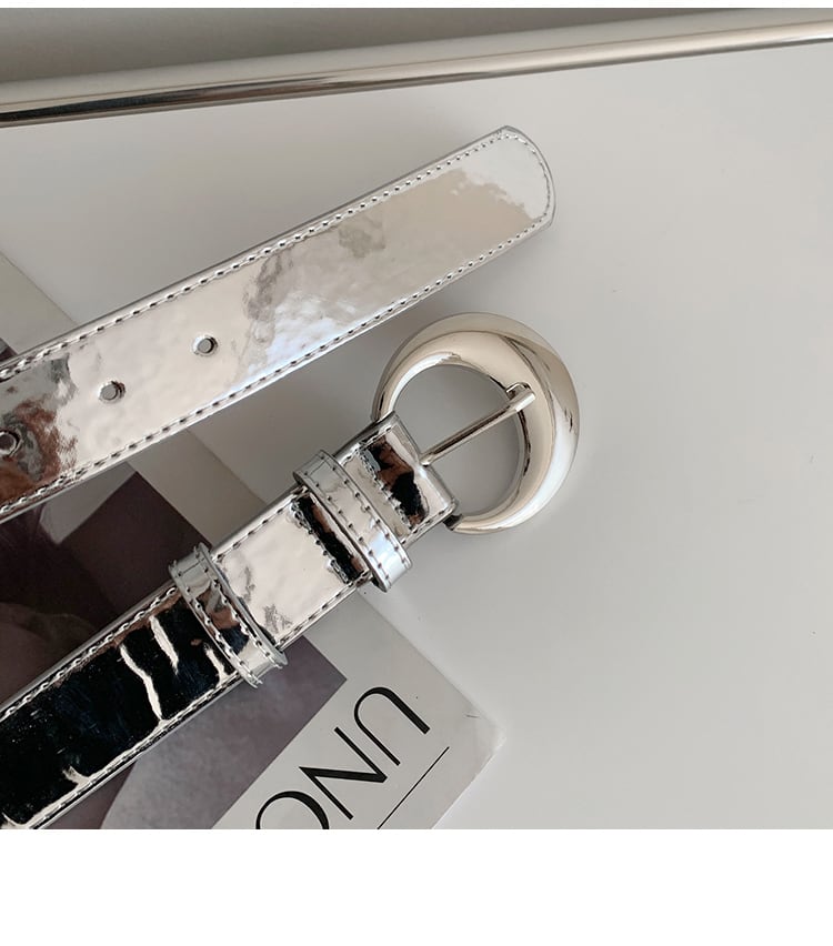 ベルト レディース アクセサリー 小物 フェイクレザー バックル 太め